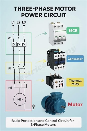 “Three Phase Motor Power Circuits ⚡ Full Working Explained | Electrical Engineering” #short #diy