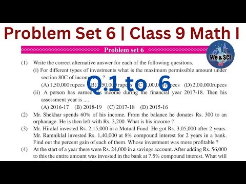 Problem Set 6 | Q.1 to 6 | L.6 Financial Planning | 9th Math I Std 9 Algebra