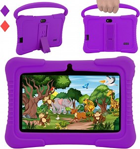 Veidoo 7 inch Android Kids Tablet, 2GB RAM 32GB Storage, Learning Tablet for Children, WiFi, Bluetooth, Dual Cameras, Parental Control, Toddler Tablet with Silicone Case (Purple)