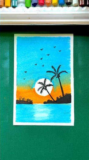 Moon and tree painting with oil pastel colours | Art | Drawing | Painting