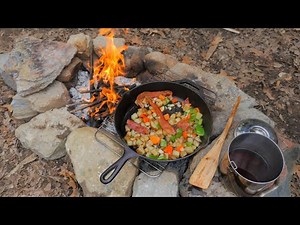 Bushcraft Breakfast Cast Iron Cooking: Potatoes, Bacon & Ramps