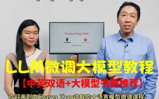 【保姆级大模型微调教程】LLM大语言模型微调之道 吴恩达 Sharin Zhou Finetuning LLMS教程【中英双语字幕丨完整合集】