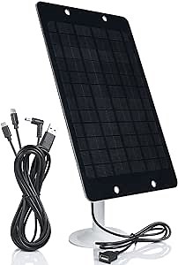 Soshine USB Solar Panel - 5v 6W Solar Panel High Performance Monocrystalline with Type-C,Micro USB and Barrel Plugs for Security Camera,Cellphone,Power Bank,Camping Lanterns