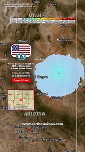 585K views · 3.2K reactions | Chilchinbito, Arizona Earthquake - Navajo County, 20.9 km (13 mi) SSW of Chilchinbito, Arizona, United States ▶️ Local time at epicenter: Friday, Jan 9, 2026, at 11:38 am (GMT -7) ▶️ Epicenter: Navajo County, Arizona ▶️ Magnitude: 3.7 ▶️ Depth: 9.3 km #earth44 #earthquake #earthquakes #arizona #unitedstates #fyp #viral #trending | Earth44 | Facebook