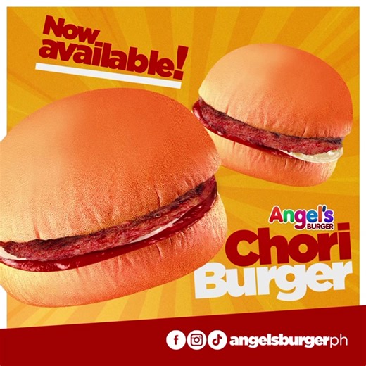 Heto na ang bagong choice sa iyong food trip: Ang Angel’s Chori Burger! 🍔 Available in all branches within Metro Manila at sa mga piling branches sa Calabarzon at Bulacan. ❤️ #ChoriBurger #AngelsBurger #AngBurgerNgBayan | Angel's Burger