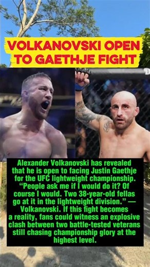 💪🏻💥Alexander Volkanovski Open To Justin Gaethje Fight #alexandervolkanovski #justingaethje