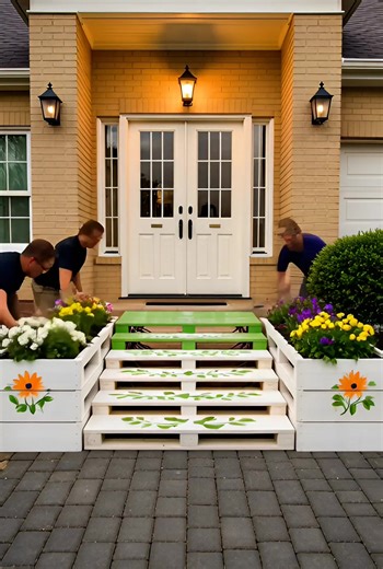 Pallet Stairs and Side Planters #pallets #palette #garden #gardeninspiration #gardendesign #home #HomeImprovement #homedecor #homemade #house #DIY #diyprojects #planters | DIY Pallets Ideas