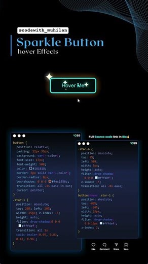 Animated Sparkle Button #codewith_muhilan #css #coding #animation