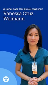 Vanessa Cruz Weimann is a clinical care technician at Tufts Medical Center and in training to become a nurse. She's had many roles here on her career journey, going above and beyond to enhance the patient experience and brighten the care environment. Vanessa shares her story in this video, and explains the opportunities to achieve excellence on our #onetuftsmedicine team. | Tufts Medical Center