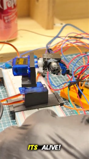 TERMINATOR BOT 💀 | ESP32 + Pneumatic Robot with Laser Targeting 🔴 #Shorts