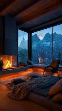 Windy Snowstorm & Fireplace Crackling ❄️🌬️🔥 #winterambience #burningfireplace #cozytimez