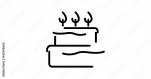 Cake animated outline icon with alpha channel. Cake 4k motion design animation for web, mobile and ui design
