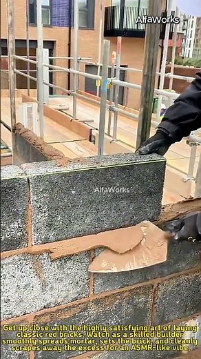 Oddly Satisfying Concrete Block Laying! Building a Solid Wall to Beam Height #Masonry #Satisfying