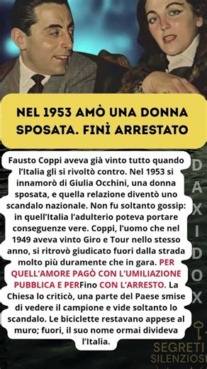 Fausto Coppi pagò con l’arresto l’amore per Giulia Occhini Segreti Silenziosi V7