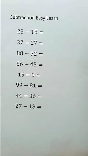 Subtraction Easy Learn | 27−37, 88−72, 56−23 | Simple Math Practice📚🖊️#america #shorts