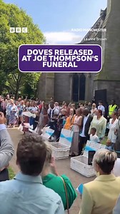Doves were released at the funeral of former footballer Joe Thompson. Read more: https://bbc.in/4m9th9E | BBC Manchester