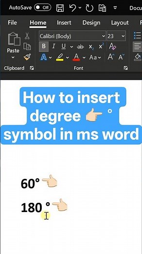 How to insert degree 👉🏻 ° symbol in ms word #shorts #mswordtrick
