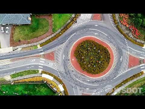 Navigating a roundabout for pedestrians and cyclists