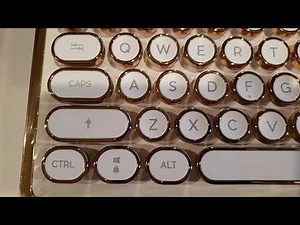 Azio MK Retro Typewriter Styled Mechanical USB Keyboard White Gold (01-2019)