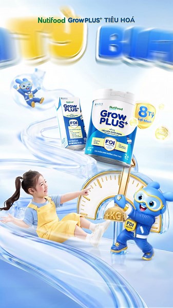 Nutifood GrowPLUS+ Tiêu hoá - Tiêu hoá khoẻ, bé tăng cân