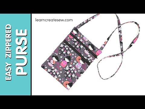 Sew a ONE HOUR EASY ZIPPERED PURSE - Detailed instructions. No Lining. Fun! Easy! Beginner.