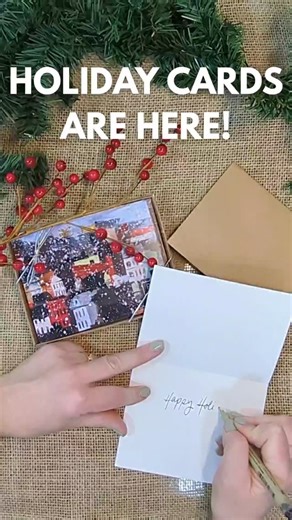 Annie Heisey on Instagram: "HOLIDAY CARDS ARE HERE! Thank you @pghprintship for such beautiful A2 cards! Each gift box contains 6 blank cards (3 cards of each design) and 6 brown kraft envelopes all tied up with a silver bow ♥️ Visit my online shop to get your hands on some (or come see me this Saturday @pghartsmedia from noon-4). These make great holiday cards but they can be used anytime as a friendly note from PGH! May your days be merry and bright! 🥰 #holidaycards #christmascards #pghchrist