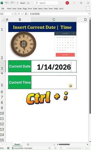 Excel Ka Ye Shortcut Aaj Ki Date & Time Auto Insert Kar Dega ⏰😲 #excel #excelshorts
