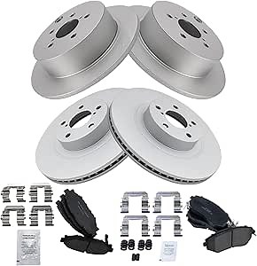 TRQ Front and Rear Brake Pad and Rotor Set Ceramic Vented G Coated Rotors Compatible with 2012-2014 Subaru Impreza 2016-2017 Crosstrek 2014-2018 Forester 2013-2015 XV Crosstrek