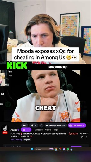 xQc EXPOSED By Mooda For CHEATING In Among Us 😬 #xqc #mooda #amongus
