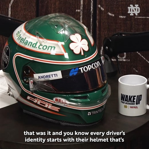 8.3K views · 53 reactions | Trading in a very Irish helmet for one of our traditional gold helmets ✨ INDY NXT driver and Ireland native James Roe Jr will take a racing-rendition of the Notre Dame gold helmet to new speeds at the Indy GP this year. Full podcast episode → bit.ly/3HsEXkH #GoIrish ☘️ / Indycar / Andretti Indycar & Indy Nxt | Notre Dame Fighting Irish Athletics | Facebook