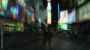 Time lapse of Times Square traffic at night, remove logo
