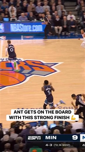 Anthony Edwards with the STRONG finish! It’s his 1st bucket of the night! 💪 MIN-NYK • LIVE on ESPN ➡️ https://www.nba.com/how-to-watch-game-redirect/0022500175?partnerRef=NBA&platform=Facebook&surface=Post | NBA