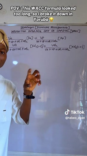 WACC formula explained in Yorùbá — simpler breakdown