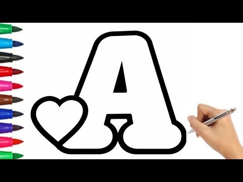 Colouring alphabet - A to Z letter - nursery rhymes with colouring - alphabet