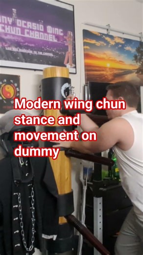 Modern wing chun stance and movement on the dummy #kungfu #martialarts #wingchun