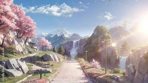 Mesmerizing 4k video footage portraying the majestic charm of mountainous regions adorned with mesmerizing waterfalls.