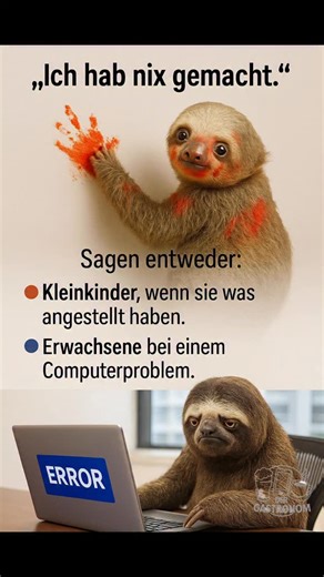 der Gastronom on Instagram: "Oder „Ich war‘s nicht…“ geht natürlich auch 🤔🫣😂 #nichtsgetan #humor #dergastronom #computerproblem #kleinkind #problème"