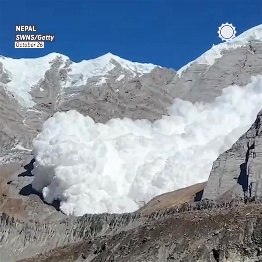A massive avalanche roared down Mount Annapurna, engulfing a trekkers’ camp in a cloud of snow and wind as the terrifying moment was caught on video. No injuries were reported. | AccuWeather