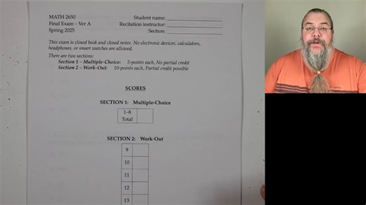 Calc 3, Final walkthrough (Spring 2025)