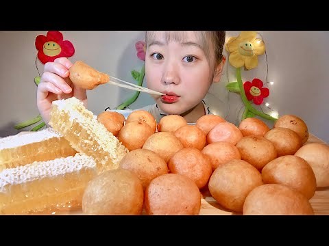 ASMR 巣蜜 チーズボール Cheese Balls Comb Honey 벌집꿀 치즈볼【咀嚼音/大食い/Mukbang/Eating Sounds】