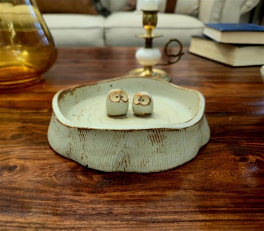 Vintage Ortagri Owl Studio Pottery Ashtray - Boho Trinket Dish - Etsy