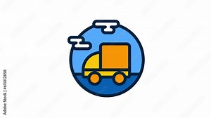 Truck, Transportation animated icon on transparent background.