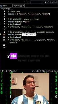 Cómo insertar elementos en una lista #python 🇪🇸🇲🇽🇦🇷