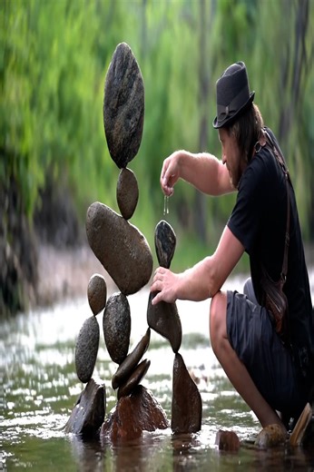 The art of rock balancing, finding stillness through gravity
