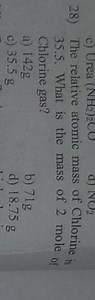 28) The relative atomic mass of Chlorine is 35.5. What is the m... | Filo