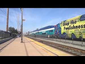 F40PH #2102 leads Coaster thru Old Town, San Diego 1/8/14