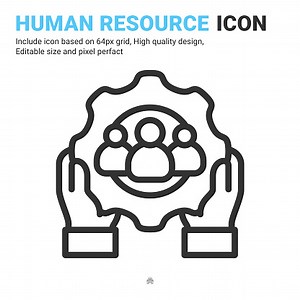 Human resources icon vector with outline style isolated on white...