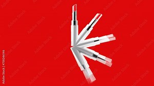 Lipstick - woman accessory and beauty product 3d visualization. Makeup cosmetic accessories animation. Packaging for cream, gel, serum, advertising and product promotion. Motion graphics.