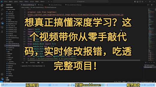 想真正搞懂深度学习？这个视频带你从零手敲代码，实时修改报错，吃透完整项目！