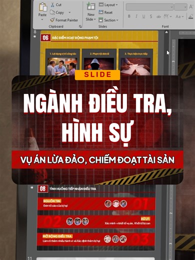 Mẫu slide Điều Tra Vụ Án: Lừa Đảo, Chiếm Đoạt Tài Sản được thiết kế chuyên nghiệp cho các bài thuyết trình ngành điều tra hình sự. Nội dung tập trung vào phân tích vụ án, quy trình điều tra và đánh giá kết quả. Bố cục logic giúp người xem dễ theo dõi từng giai đoạn điều tra. Hình ảnh minh họa thực tế như tiền, sổ đỏ, còng tay tạo cảm giác chân thực và trực quan. #dieutra #vuan #luadaochiemdoataisan #phapluat #tuyetkypowerpoint